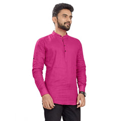 Generisches Herren-Kurta aus Baumwolle mit langen Ärmeln (Rosa)