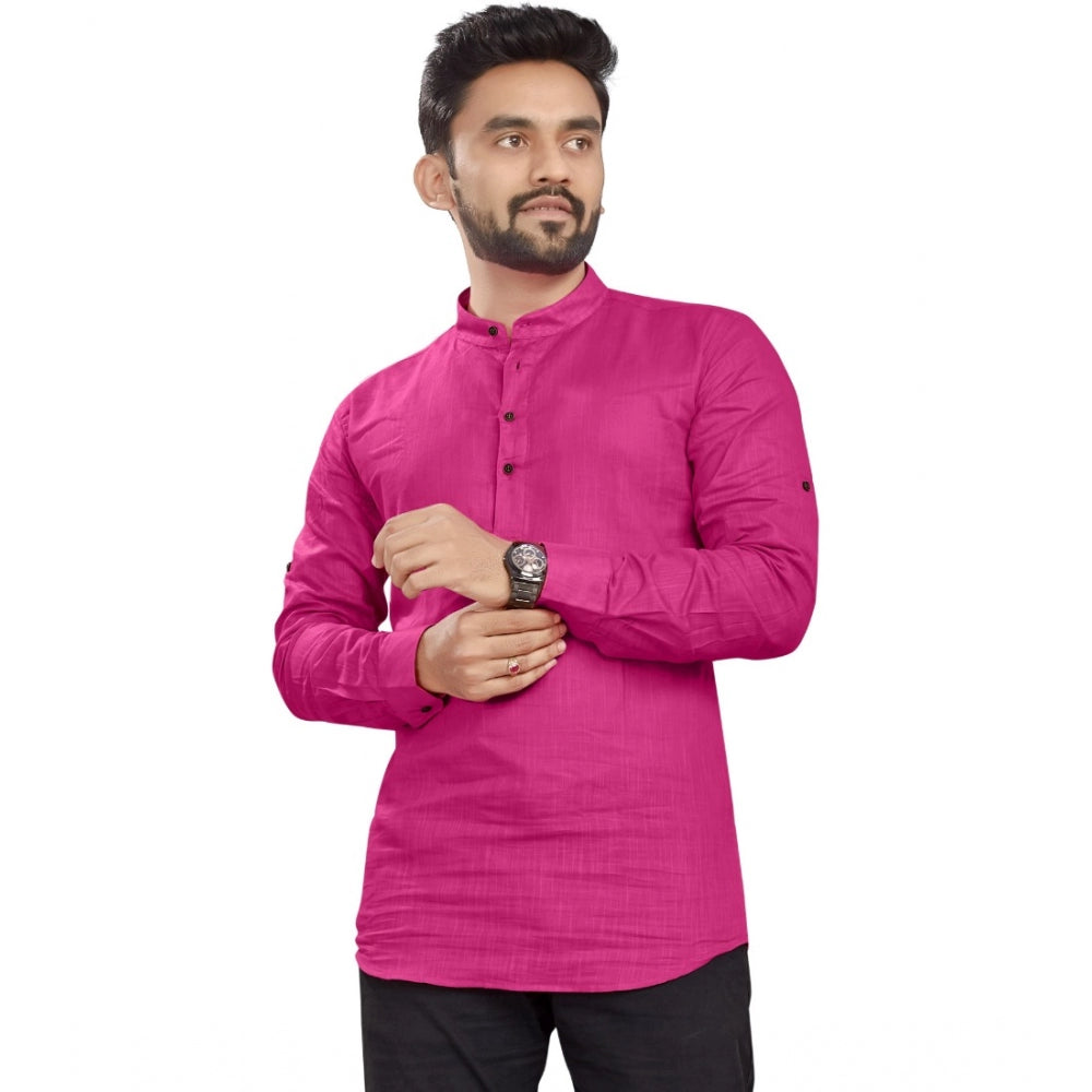 Generisches Herren-Kurta aus Baumwolle mit langen Ärmeln (Rosa)