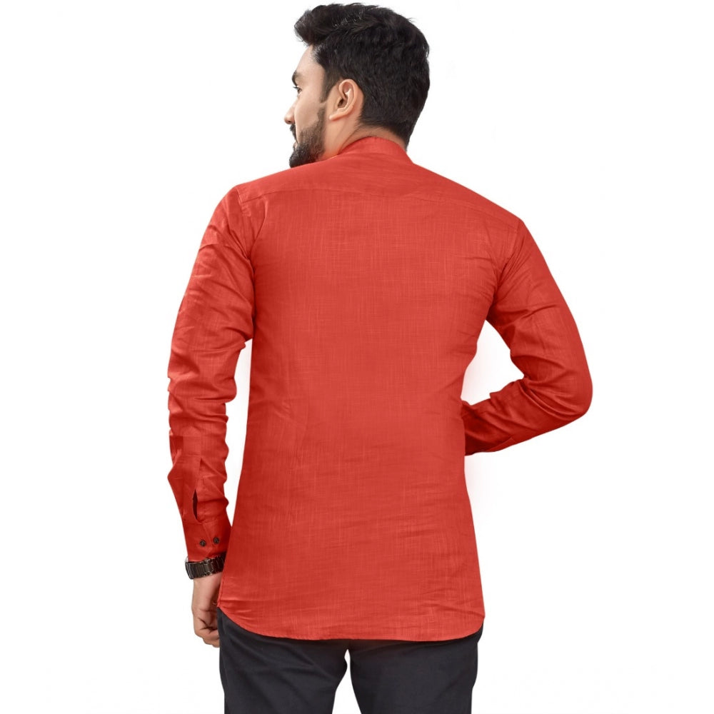 Generisches Herren-Kurta aus Baumwolle mit langen Ärmeln (Orange)