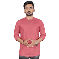 Generisches Herren-Kurzkurta aus Baumwolle mit langen Ärmeln (Rosa)