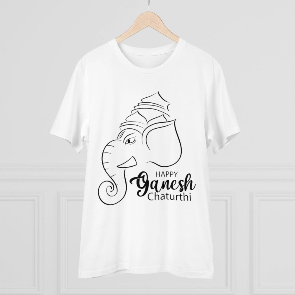 Generisches T-Shirt aus PC-Baumwolle mit Ganesh-Aufdruck für Herren (Farbe: Weiß, Fadendichte: 180 g/m²)