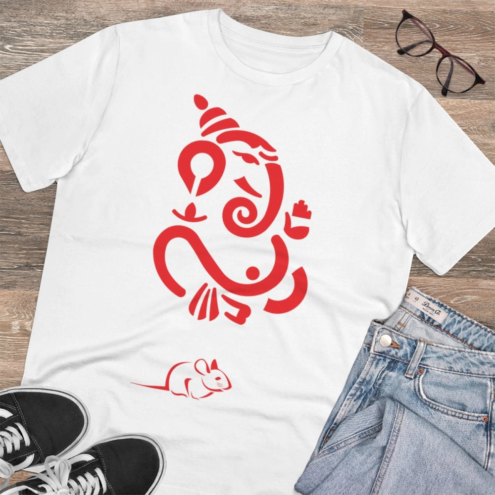 Generisches T-Shirt aus PC-Baumwolle mit Ganesh-Aufdruck für Herren (Farbe: Weiß, Fadendichte: 180 g/m²)