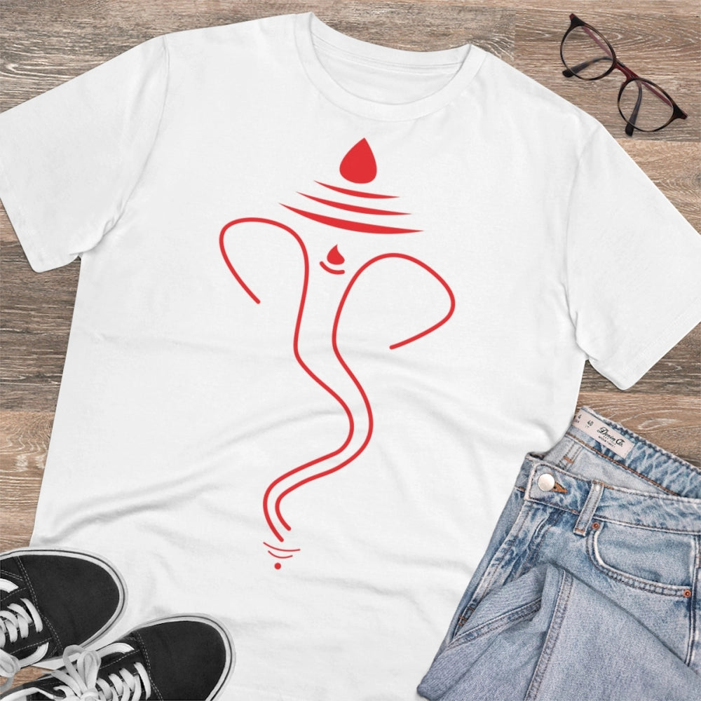 Generisches T-Shirt aus PC-Baumwolle mit Ganesh-Aufdruck für Herren (Farbe: Weiß, Fadendichte: 180 g/m²)