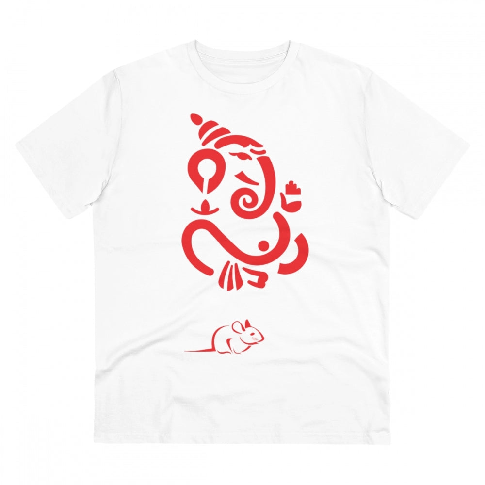 Generisches T-Shirt aus PC-Baumwolle mit Ganesh-Aufdruck für Herren (Farbe: Weiß, Fadendichte: 180 g/m²)