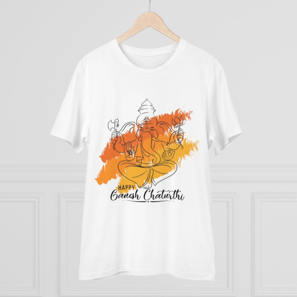 Generisches T-Shirt aus PC-Baumwolle mit Ganesh-Aufdruck für Herren (Farbe: Weiß, Fadendichte: 180 g/m²)