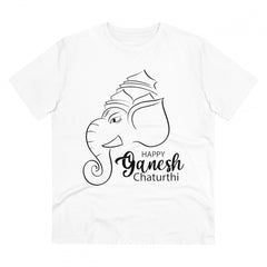 Generisches T-Shirt aus PC-Baumwolle mit Ganesh-Aufdruck für Herren (Farbe: Weiß, Fadendichte: 180 g/m²)