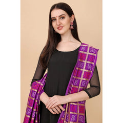 Generic Women's Silk Pure weaving Work Duppatta (Purple, Length: 2-2.3 Mtrs)