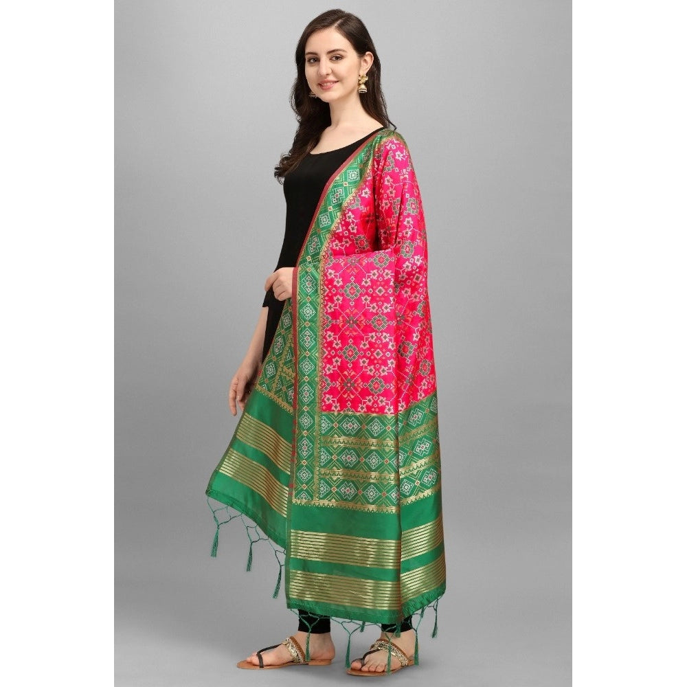 Generic Women's Silk Pure weaving Work Duppatta (Pink, Length: 2-2.3 Mtrs)