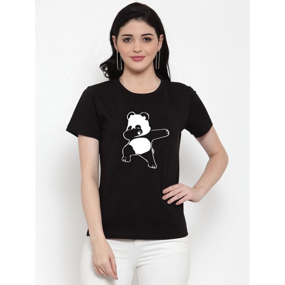 Generisches Damen-T-Shirt mit Aufdruck „Dancing Panda“ aus Baumwollmischung (Schwarz)