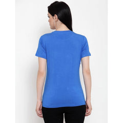 Generisches Damen-T-Shirt aus Baumwollmischung mit Bassgitarre und Herzschlag-Line-Art-Aufdruck (blau)