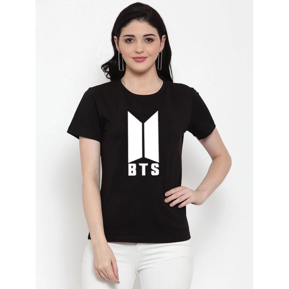 Generisches T-Shirt aus Baumwollmischung mit BTS-Aufdruck für Damen (schwarz)