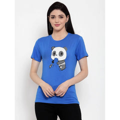 Generisches Damen-T-Shirt mit Panda Bites-Aufdruck aus Baumwollmischung (blau)