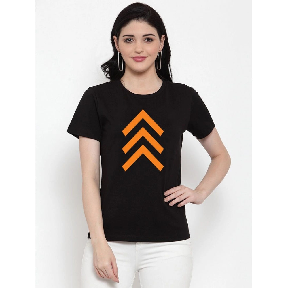 Generisches Damen-T-Shirt mit Aufdruck „Up Arrow Print“ aus Baumwollmischung (Schwarz)