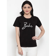 Generisches Damen-T-Shirt mit „Babe“-Aufdruck aus Baumwollmischung (Schwarz)