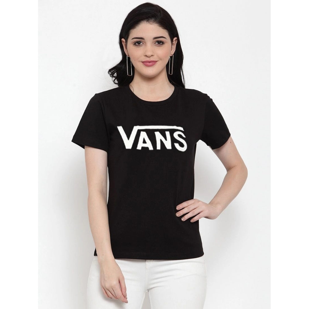 Generisches Damen-T-Shirt mit Vans-Aufdruck aus Baumwollmischung (Schwarz)