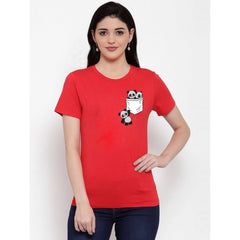 Generisches Damen-T-Shirt mit Aufdruck „Pandas In My Pocket“ aus Baumwollmischung (rot)