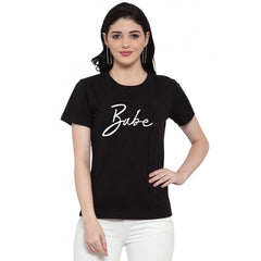 Generisches Damen-T-Shirt mit „Babe“-Aufdruck aus Baumwollmischung (Schwarz)