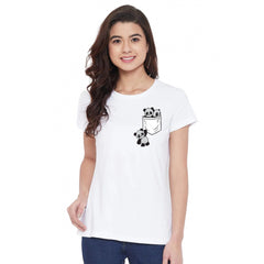 Generisches Damen-T-Shirt mit Aufdruck „Pandas In My Pocket“ aus Baumwollmischung (weiß)