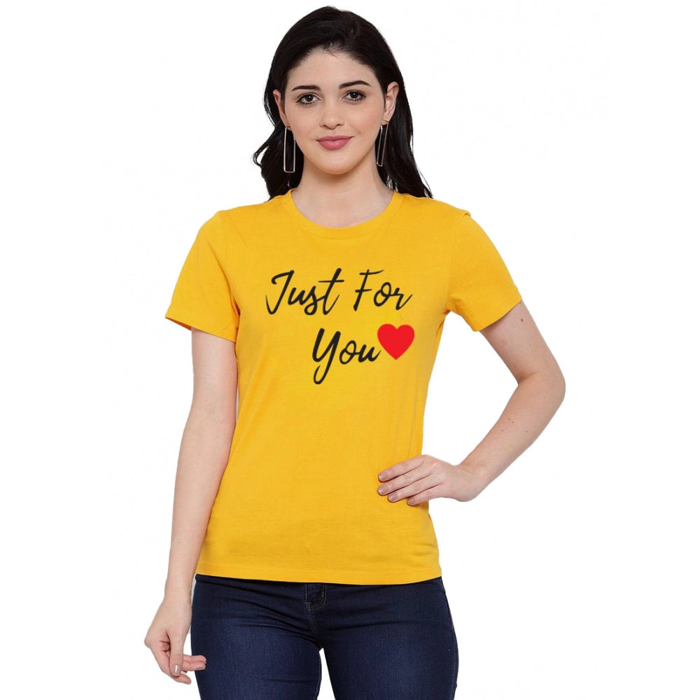 Generisches Damen-T-Shirt mit Aufdruck „Just For You“ aus Baumwollmischung (Gelb)