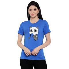 Generisches Damen-T-Shirt mit Panda Bites-Aufdruck aus Baumwollmischung (blau)