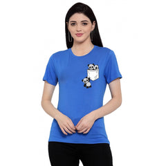 Generisches Damen-T-Shirt mit Aufdruck „Pandas In My Pocket“ aus Baumwollmischung (blau)