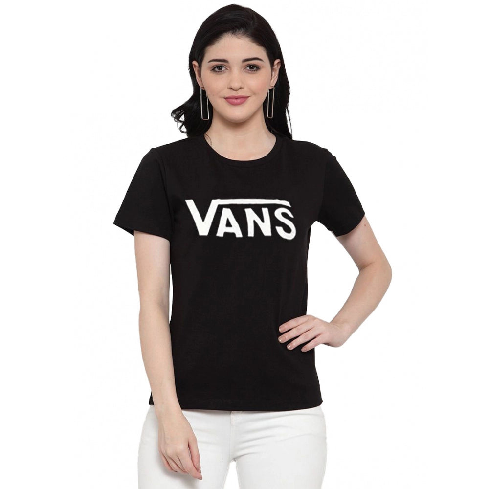 Generisches Damen-T-Shirt mit Vans-Aufdruck aus Baumwollmischung (Schwarz)