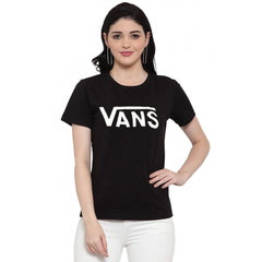 Generic Women's Cotton Blend Vans Printed T-Shirt (Black)