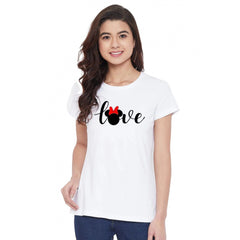 Generisches Damen-T-Shirt mit Aufdruck „Love“ aus Baumwollmischung (weiß)