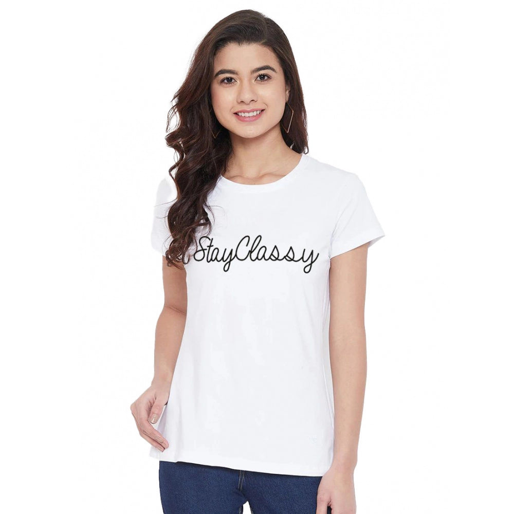 Generisches Damen-T-Shirt mit Aufdruck „Stay Classy“ aus Baumwollmischung (weiß)