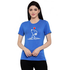 Generisches T-Shirt aus Baumwollmischung für Damen mit Snoopy- und Peanuts-Cartoon-Aufdruck (blau)