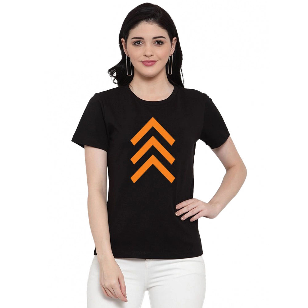 Generisches Damen-T-Shirt mit Aufdruck „Up Arrow Print“ aus Baumwollmischung (Schwarz)