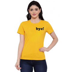 Generisches Damen-T-Shirt mit Aufdruck „Bye“ aus Baumwollmischung (Gelb)