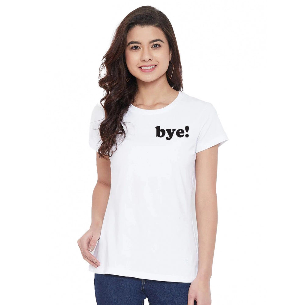 Generisches Damen-T-Shirt mit Aufdruck „Bye“ aus Baumwollmischung (weiß)