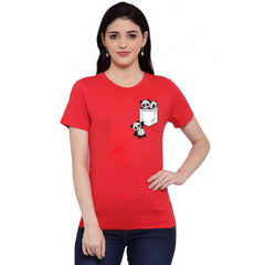 Generisches Damen-T-Shirt mit Aufdruck „Pandas In My Pocket“ aus Baumwollmischung (rot)