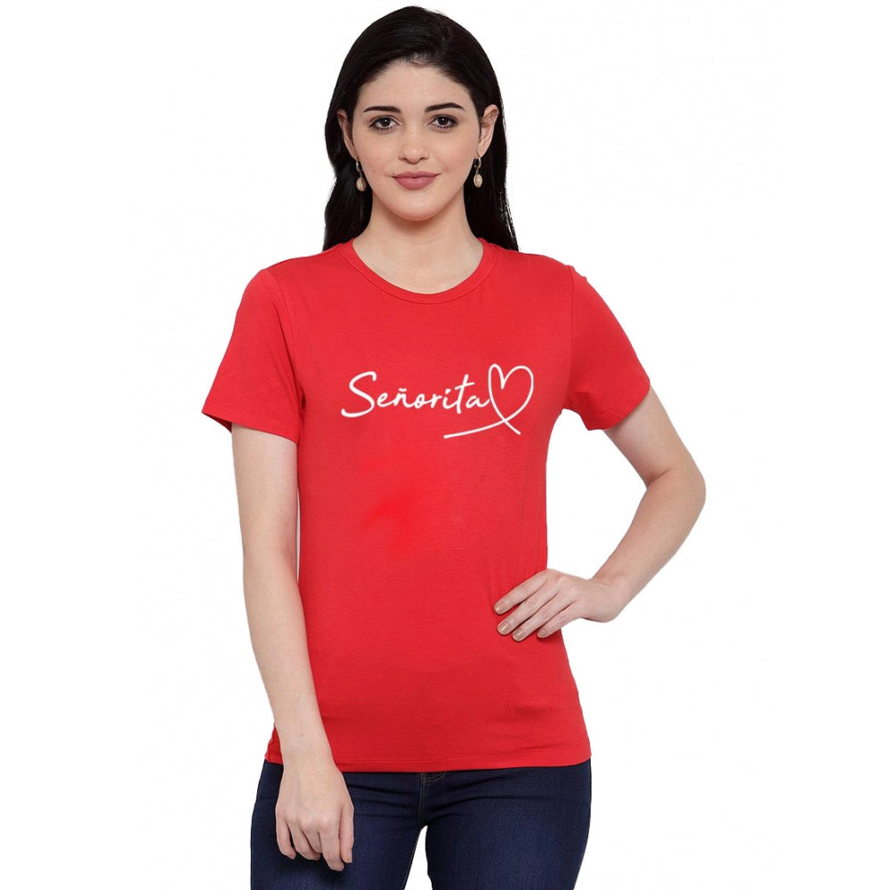 Generisches Damen-T-Shirt mit Senorita-Aufdruck aus Baumwollmischung (Rot)