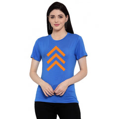 Generisches Damen-T-Shirt mit Aufdruck „Up Arrow Print“ aus Baumwollmischung (blau)