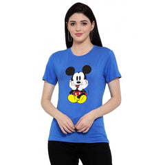 Generisches Damen-T-Shirt aus Baumwollmischung mit Mickey-Mouse-Aufdruck (blau)