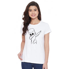 Generisches Damen-T-Shirt aus Baumwollmischung mit Marshmello-Dap-Aufdruck (weiß)