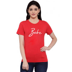 Generisches T-Shirt mit „Babe“-Aufdruck aus Baumwollmischung für Damen (rot)