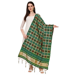 Generic Women's Silk Pure weaving Work Duppatta (Green, Length: 2-2.3 Mtrs)