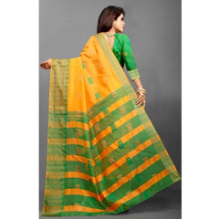 Generic Women's Art Silk Woven Design Venkatgiri Saree With Unstitched Blouse (Yellow)