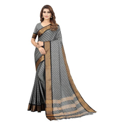 Generic Women's Art Silk Woven Design Sambhalpuri Saree With Unstitched Blouse (Grey )