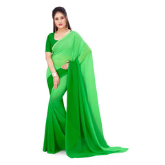 Generic Women's Georgette Printed Saree With Unstitched Blouse (Green, 5-6 Mtrs)