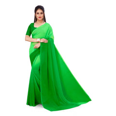 Generic Women's Georgette Printed Saree With Unstitched Blouse (Green, 5-6 Mtrs)