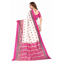 Generic Women's Art Silk Printed Saree With Unstitched Blouse (Pink, 5-6 Mtrs)