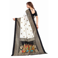 Generic Women's Art Silk Printed Saree With Unstitched Blouse (Black, 5-6 Mtrs)