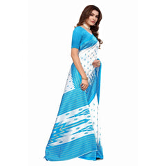 Generic Women's Art Silk Printed Saree With Unstitched Blouse (Blue, 5-6 Mtrs)