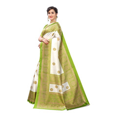 Generic Women's Art Silk Printed Saree With Unstitched Blouse (Green, 5-6 Mtrs)