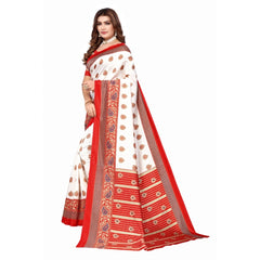 Generic Women's Art Silk Printed Saree With Unstitched Blouse (Red, 5-6 Mtrs)