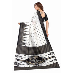 Generic Women's Art Silk Printed Saree With Unstitched Blouse (Black, 5-6 Mtrs)